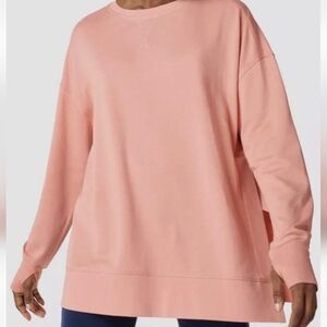 Sweaty Betty After Class Pink Slide Slit Long Sleeve Crewneck Sweatshirt Size12